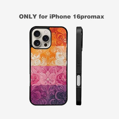 iPhone 16 Pro Max Case — Lesbian Flag Color Theme Small Rainbow, Custom Designed Case Cover