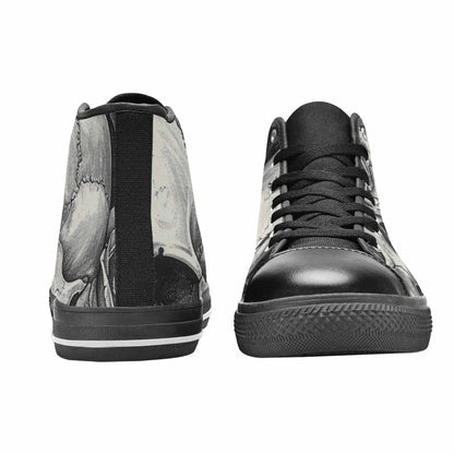 WOMEN'S Skulls Roses Pen Ink High Top Canvas Vivid Custom Shoes