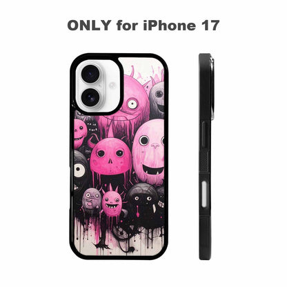 iPhone 17 Case — Black &amp; Pink Ink Cartoon Cute, Custom Designed Case Cover