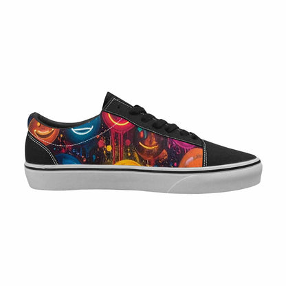 WOMEN'S Smiley Faces × Glow Lace-Up Canvas Vibrant Chaos Custom Sneakers