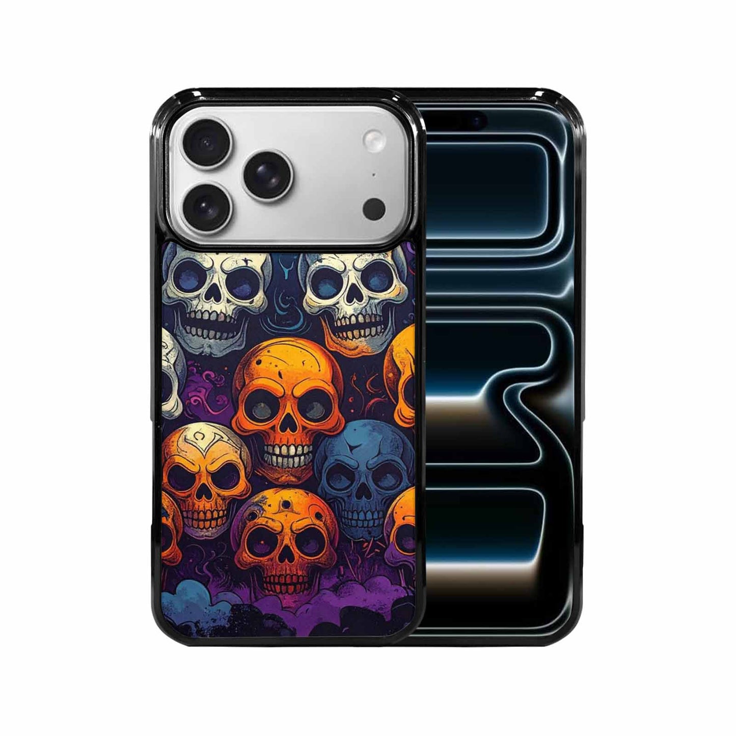 iPhone 17 Pro Max Case — Halloween Horror Repeat Lots Gothic Skulls, Original Design Phone Case