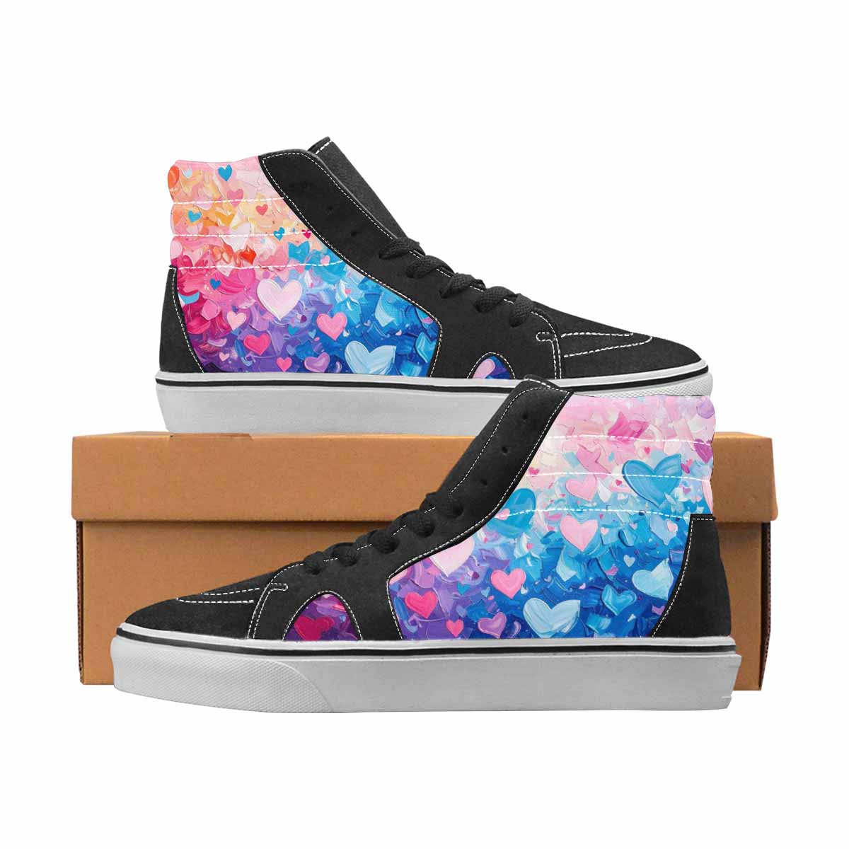 WOMEN'S Pride High Top Canvas Artist-designed Vivid Original Art Sneakers