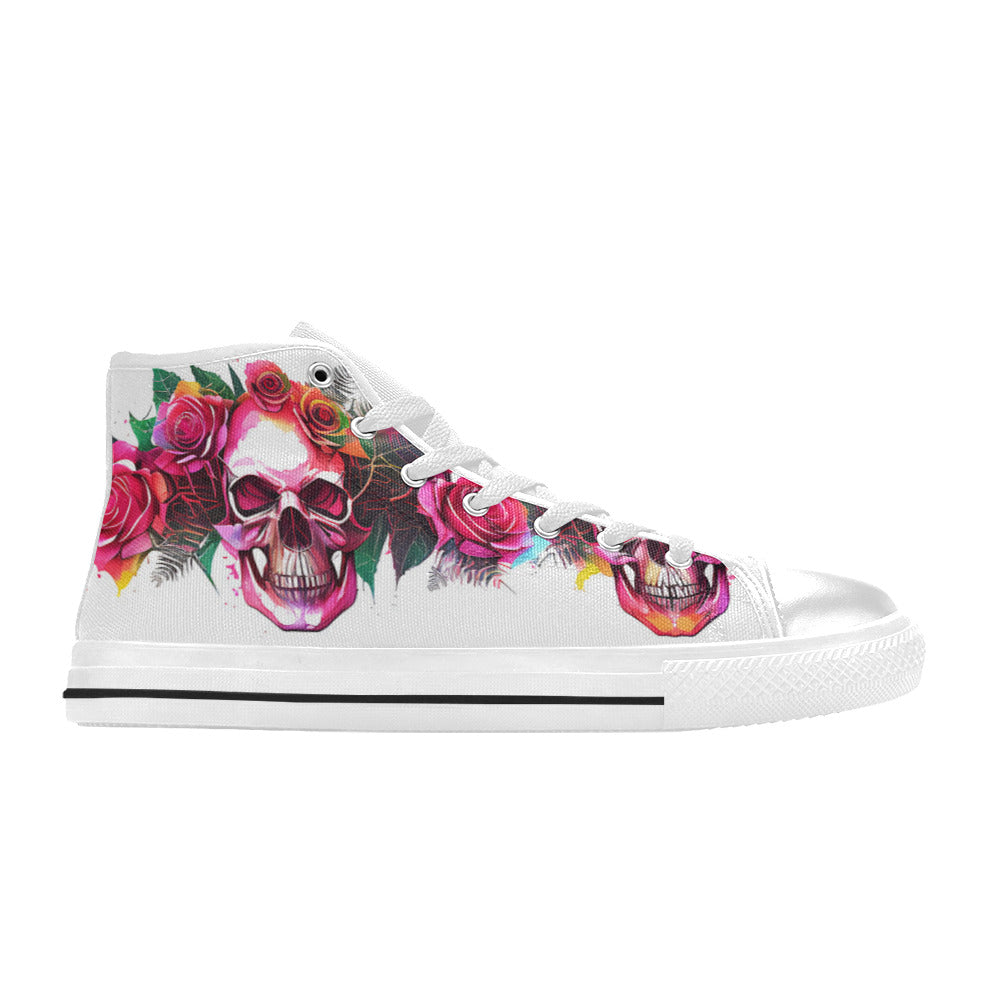 MEN'S Skulls Roses Deluxe 11 High Top Canvas Cottagecore Sneakers