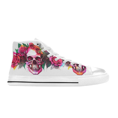 MEN'S Skulls Roses Deluxe 11 High Top Canvas Cottagecore Sneakers