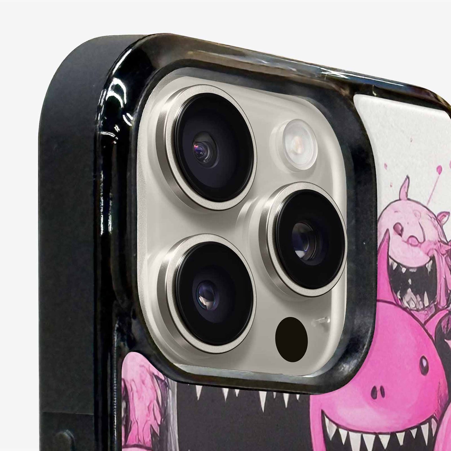iPhone 15 Pro Max Case — Monsters General Black Pink Ink Cartoon, Unique Phone Case Design
