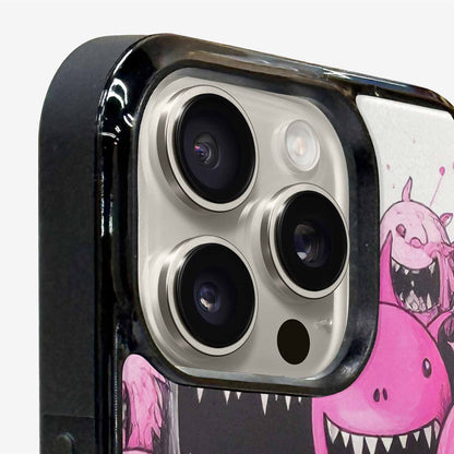 iPhone 15 Pro Max Case — Monsters General Black Pink Ink Cartoon, Unique Phone Case Design