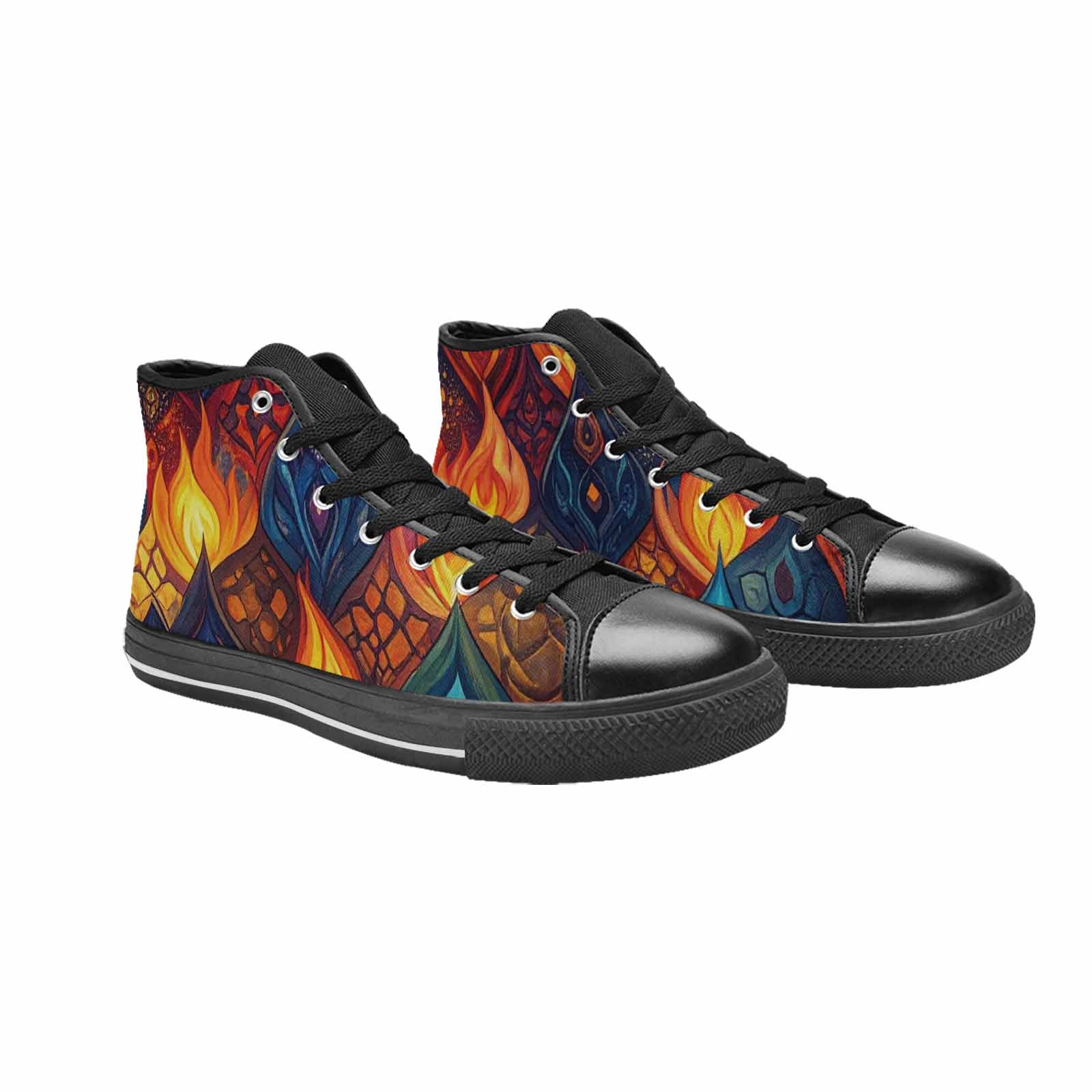 WOMEN'S Fire Flame High Top Canvas Vivid Sneakers