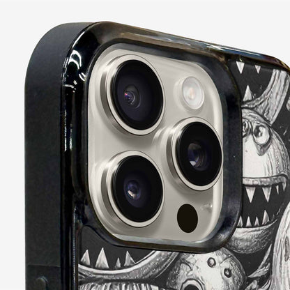 iPhone 16 Pro Max Case — Black And White Monster Face Collage, Unique Phone Case Design