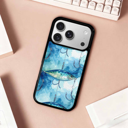 iPhone 17 Pro Case — Fishing Lure And Hook Pattern Watercolor, Unique Phone Case Design