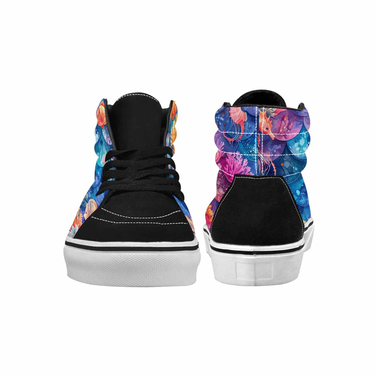 MEN'S Fish Scale Coral High Top Canvas Wallpaper Art Custom Shoes