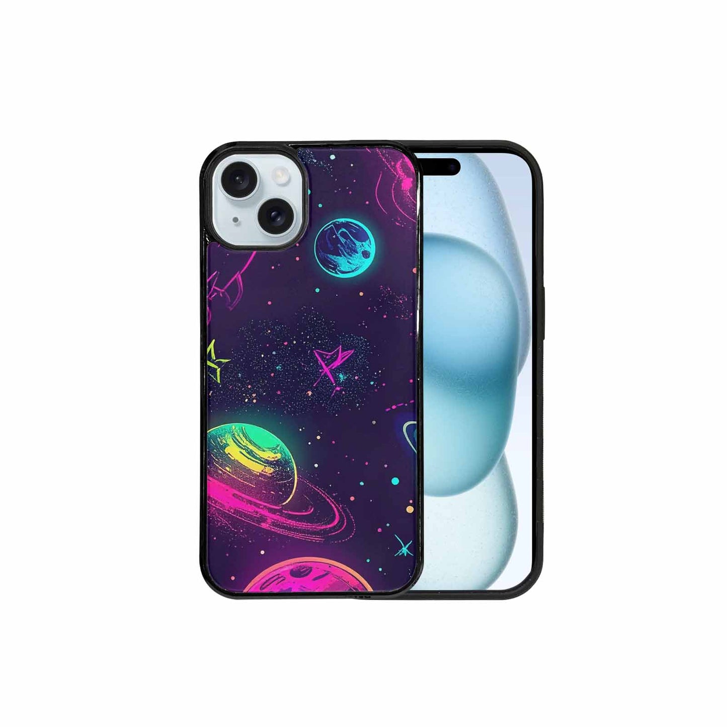 iPhone 15 Plus Case — Space Galaxy Astronaut Pattern Planets Stars, Customized Protective Case