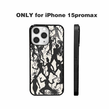 iPhone 15 Pro Max Case — Bold Dancing Figure Line Art Pattern, Customized Protective Case