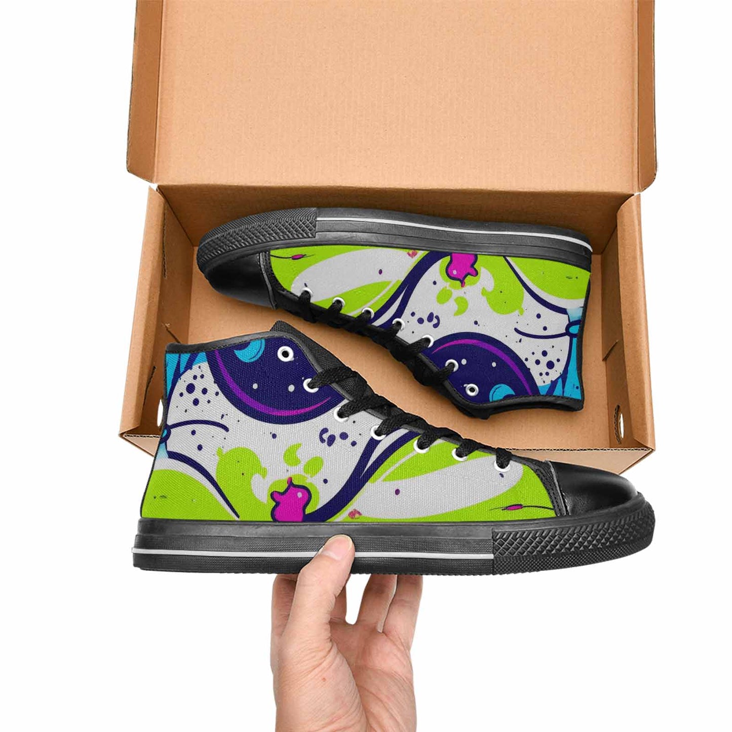 WOMEN'S Acid Wash Cartoon High Top Canvas Neon Fantasy Custom Shoes