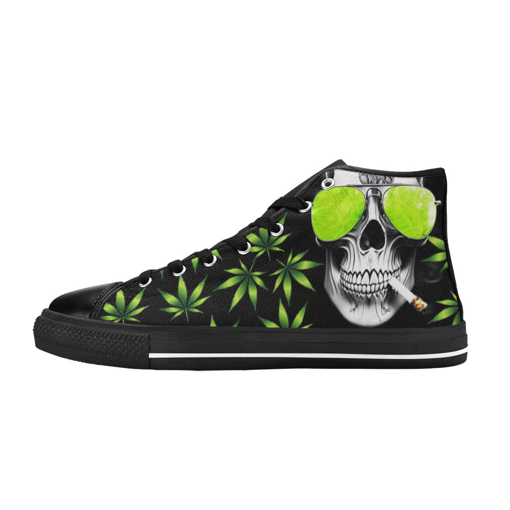 MEN'S Cc 420 Skull Weed High Top Canvas Wallpaper Art Shoes