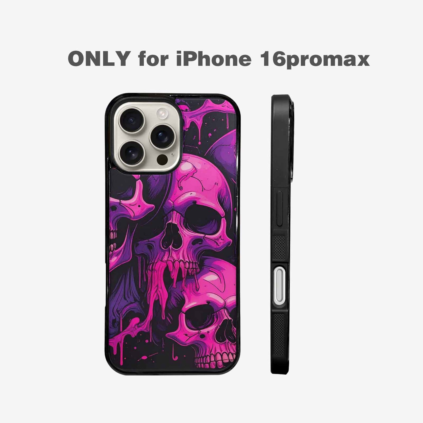 iPhone 16 Pro Max Case — Pink Purple Skeletons Neon Drip Melting, Custom Phone Case