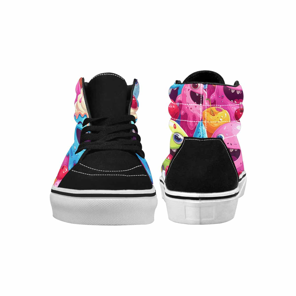 WOMEN'S Melting Icecream Monster Cherry High Top Canvas Dark Academia Custom Sneakers