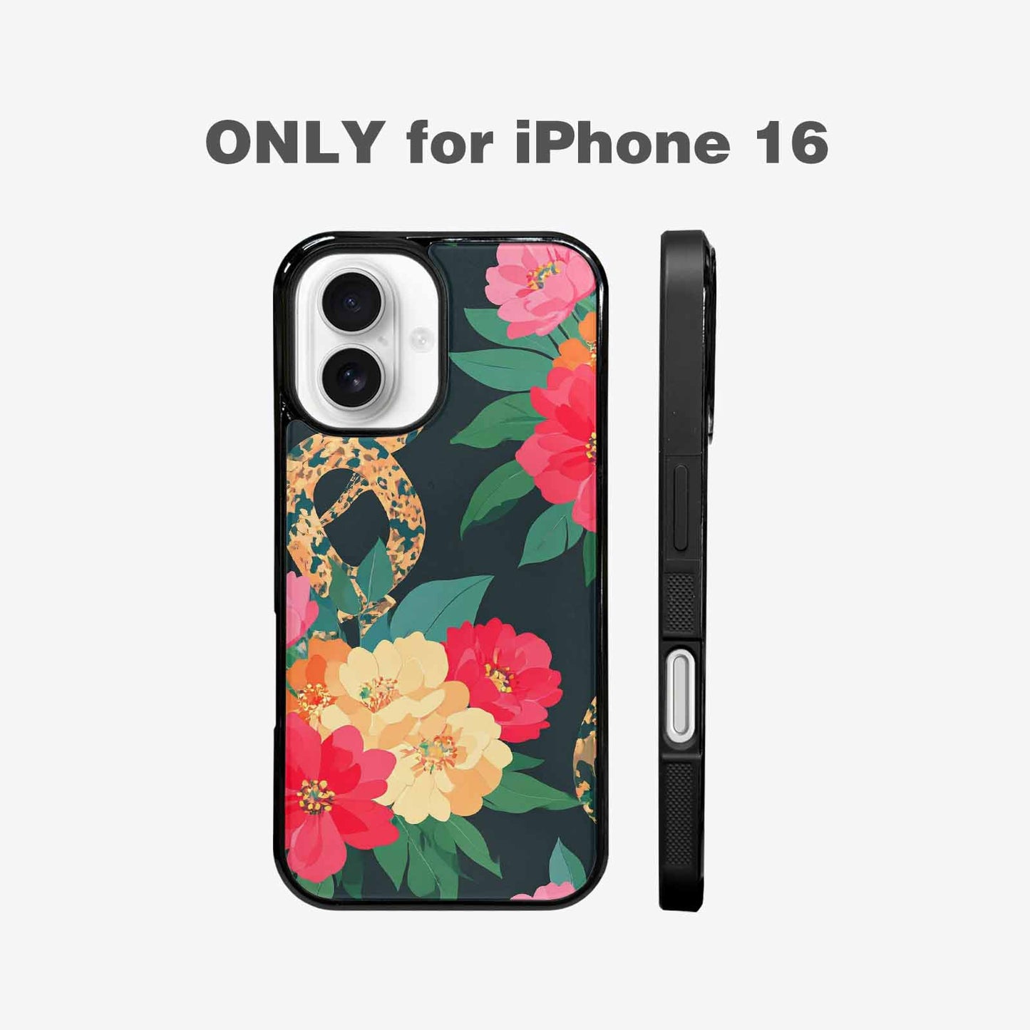 iPhone 16 Case — Floral Snake Print, Custom Designed Case Cover