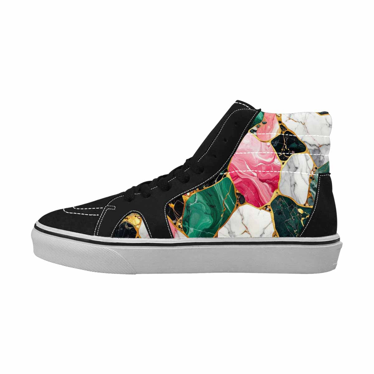 WOMEN'S Marble Stone Texture High Top Canvas Dark Academia Custom Shoes