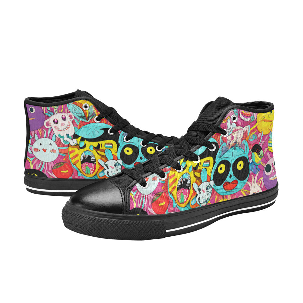 MEN'S Crazy Illustrations 2 Men’S High Top Canvas Vibrant Chaos Custom Shoes