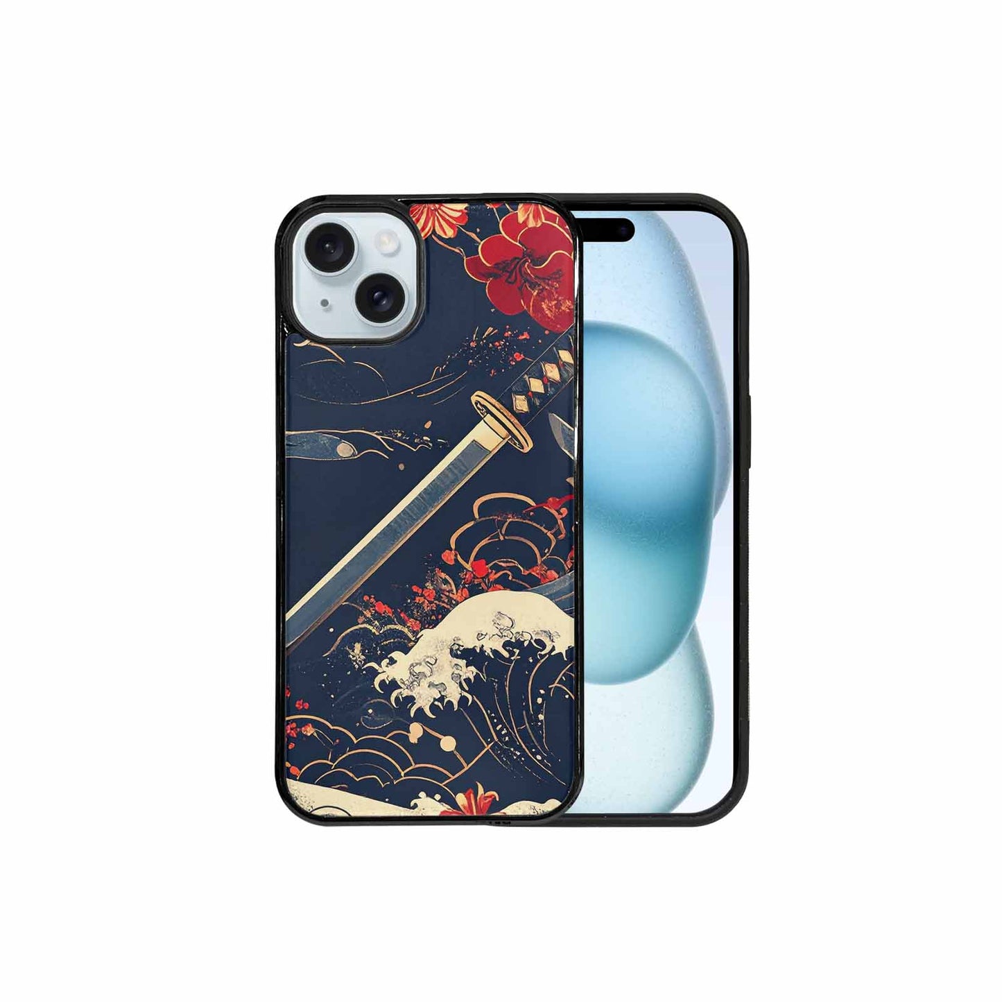 iPhone 15 Plus Case — Samurai Art Repeat Pattern, Custom Art Phone Cover