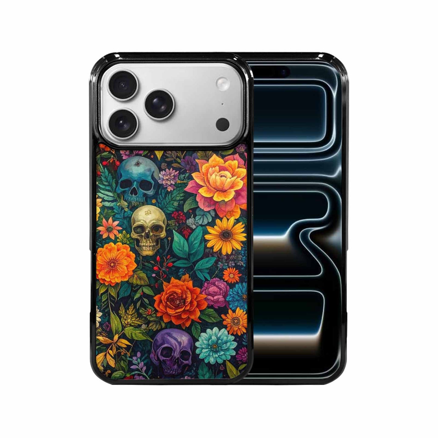 iPhone 17 Pro Max Case — Skulls Botanicalskulls Pattern D7b Gothic Skulls, Custom Printed Phone Case