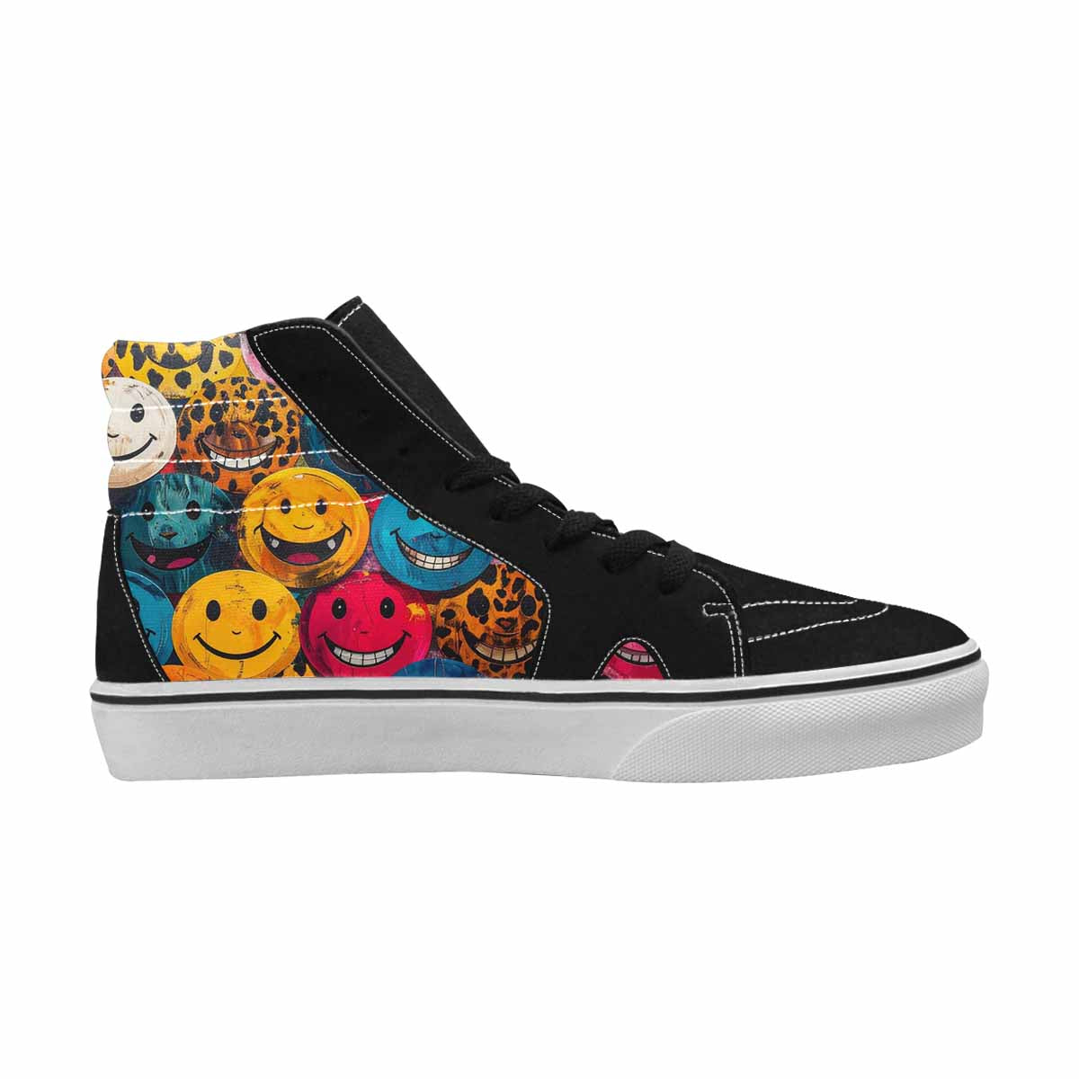 MEN'S Smiley Faces High Top Canvas Surreal Custom Shoes