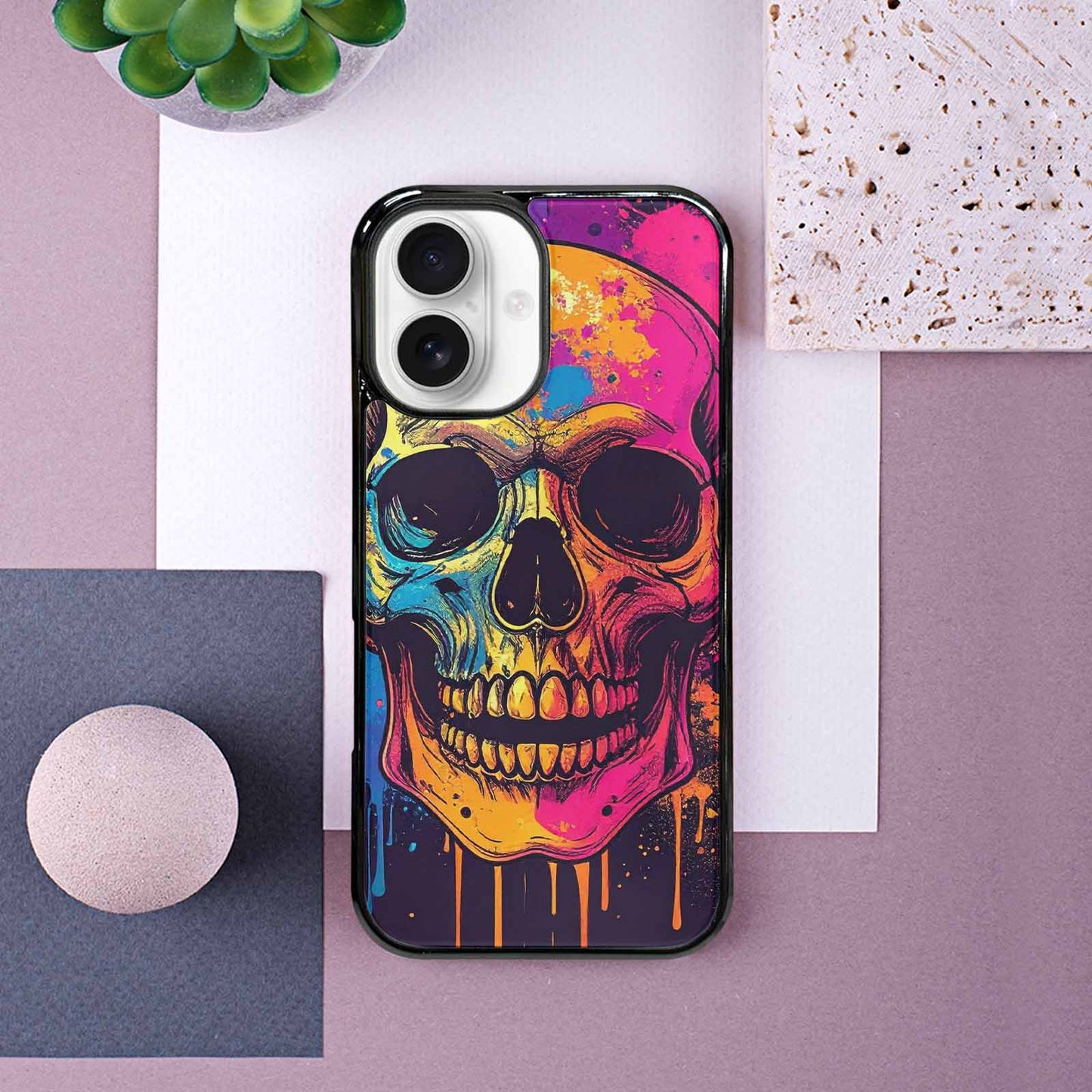 iPhone 16 Case — Skulls Splatter Comic, Original Design Phone Case