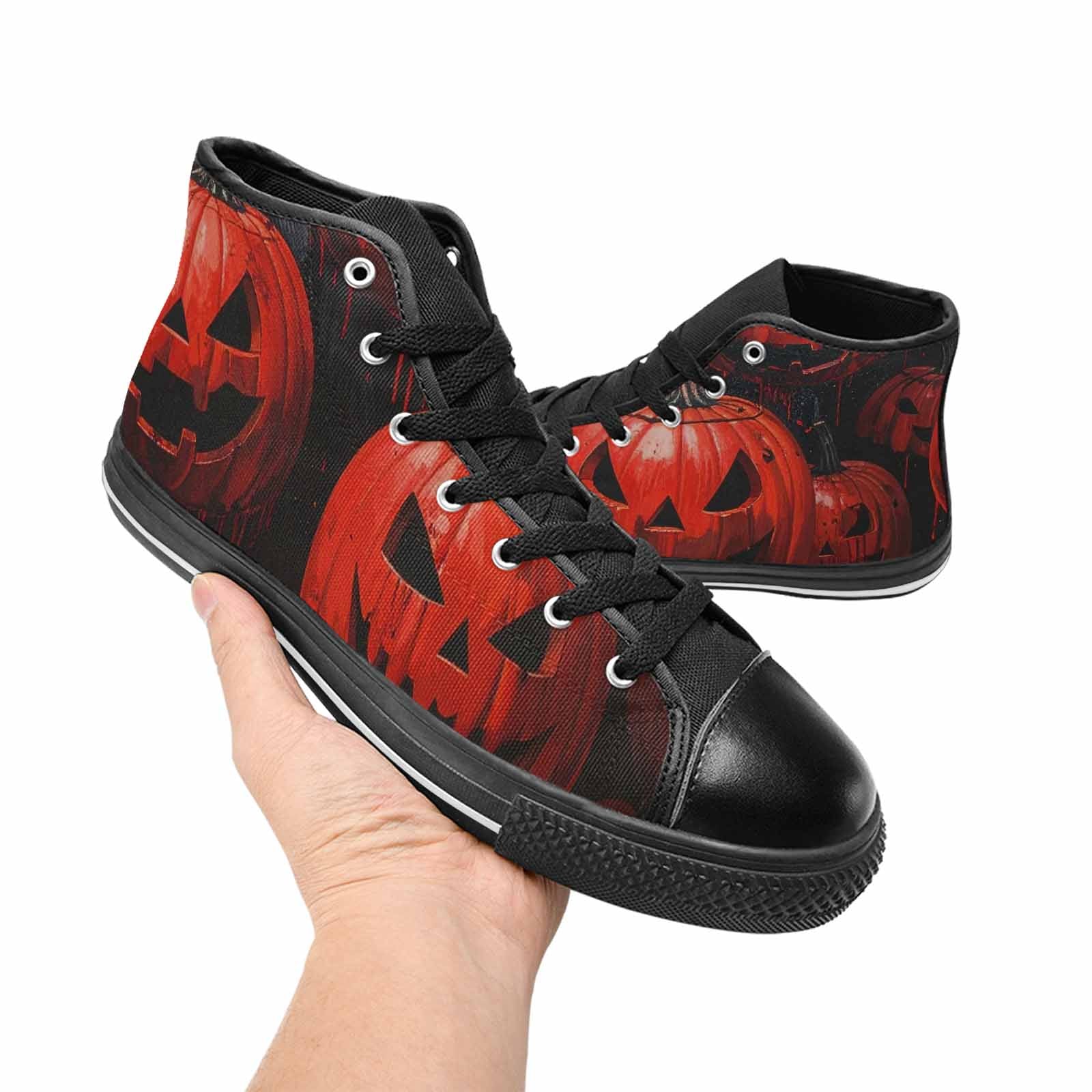 MEN'S Bloody Pumpkin Face High Top Canvas Dark Academia Custom Sneakers