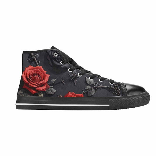 MEN'S Black Gothic Rose High Top Canvas Dark Academia Custom Sneakers
