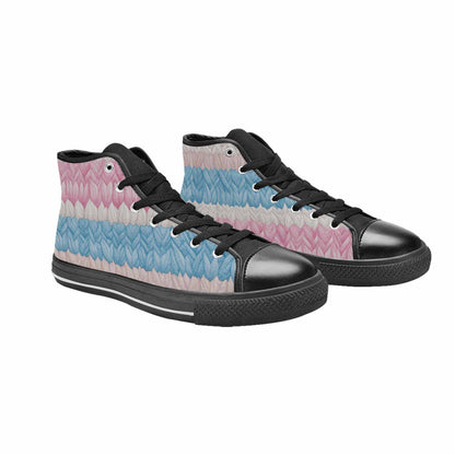 MEN'S Transgender Flag Color High Top Canvas Aesthetic Sneakers
