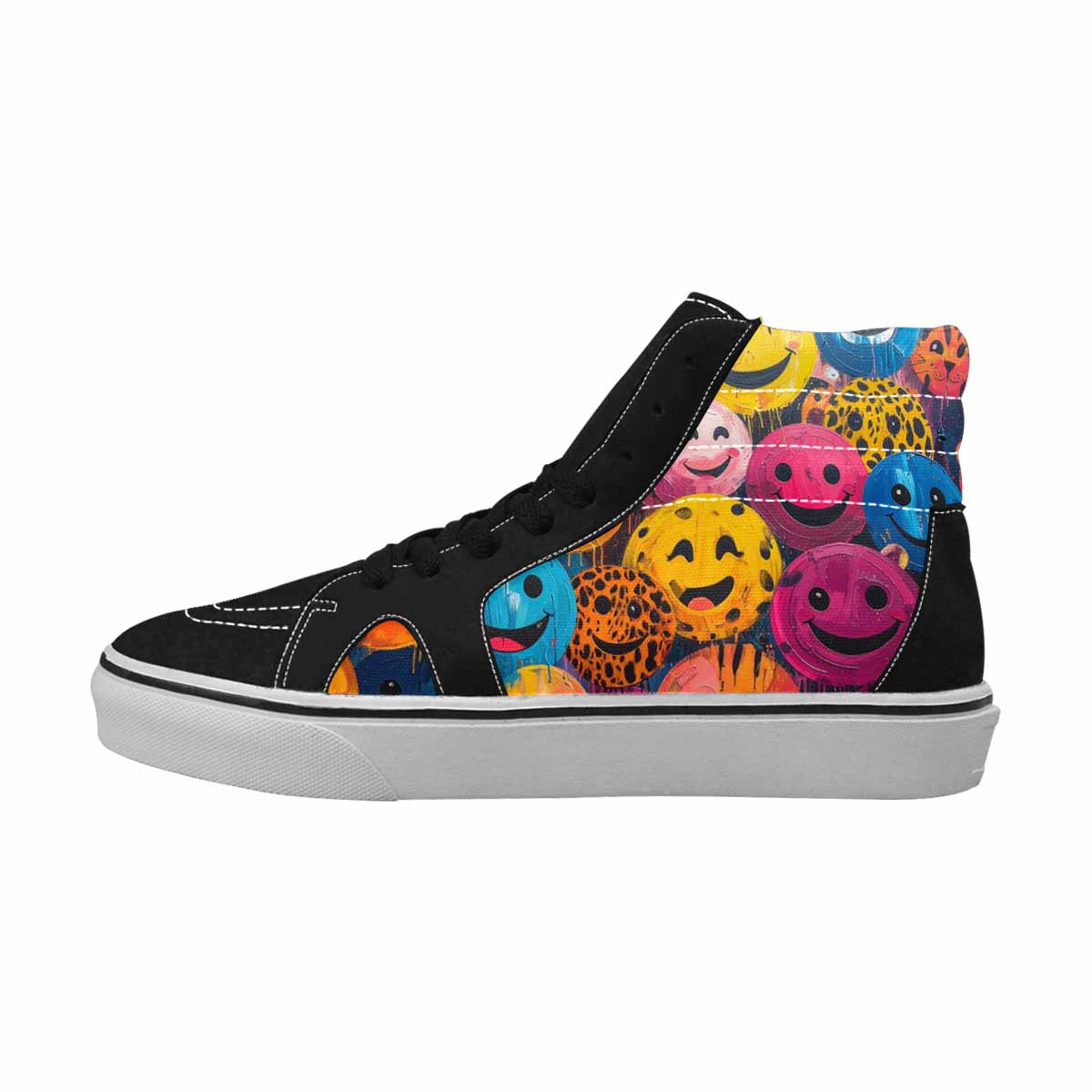MEN'S Smiley Faces  Animal High Top Canvas Surreal Custom Shoes
