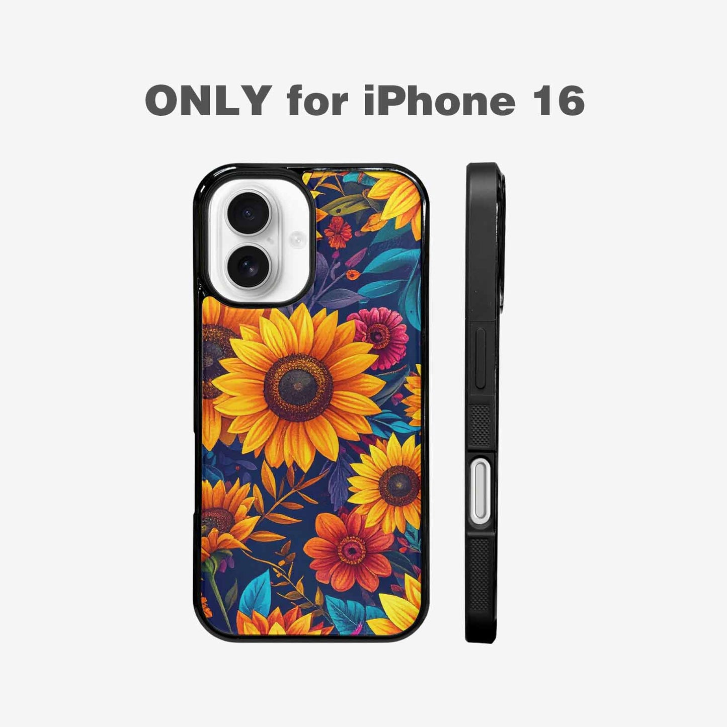 iPhone 16 Case — Sunflower Skulls Print Custom, Custom Printed Phone Case