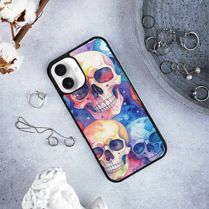 iPhone 16 Plus Case — Kulls Watercolor Skulls Small Skull Pattern, Custom Art Phone Cover