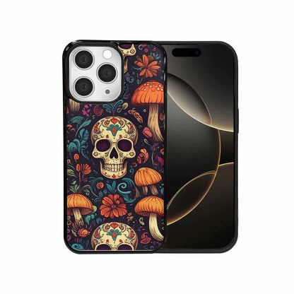 iPhone 15 Pro Max Case — Mushrooms And Skulls, Custom Art Phone Cover