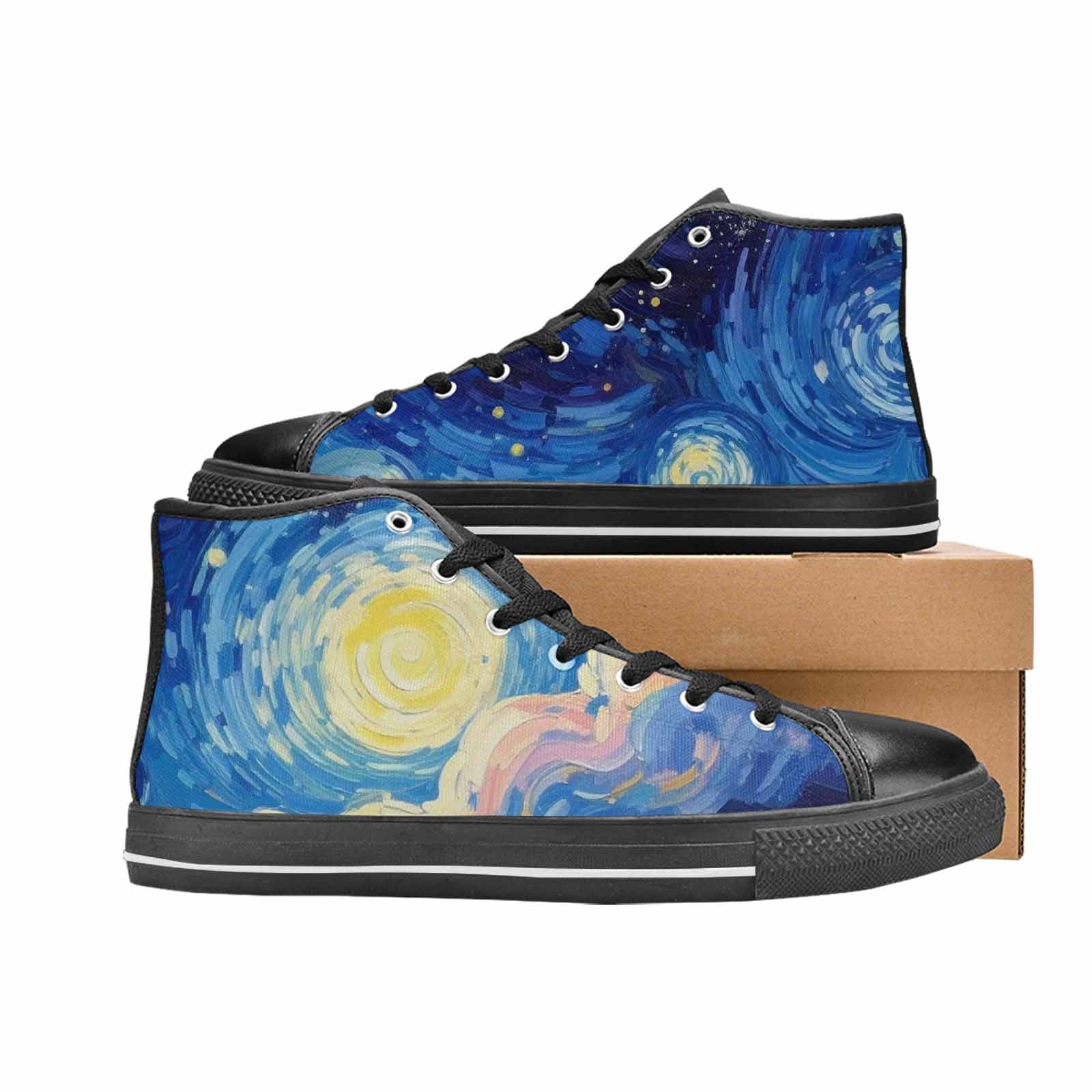 MEN'S Starry Night Van Gogh High Top Canvas Cottagecore Custom Sneakers