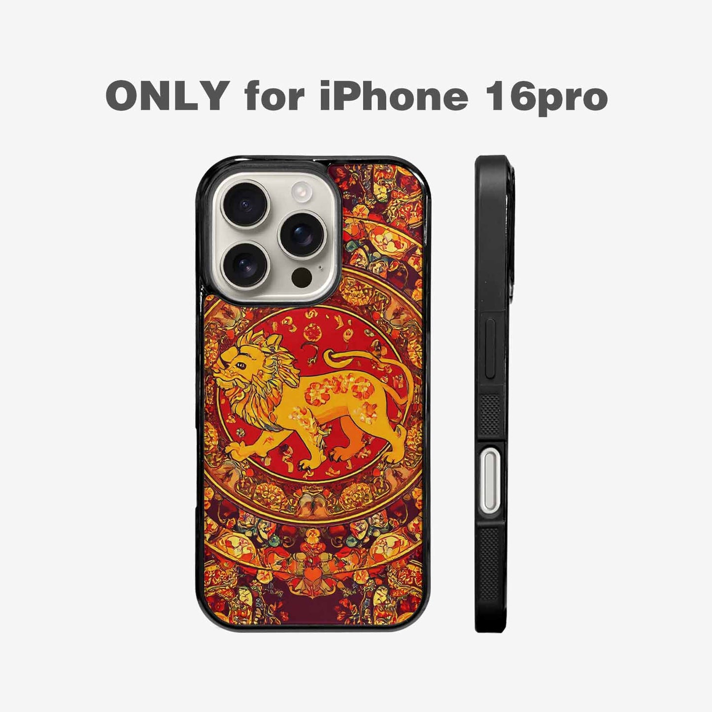 iPhone 16 Pro Case — Mandala Lions Art Seamless Pattern Vibrant, Custom Print Case Cover