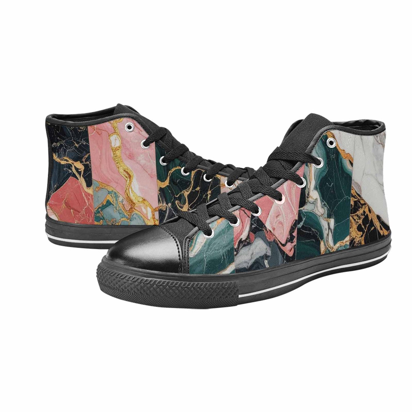 WOMEN'S Marble Stone Texture High Top Canvas Dreamcore Custom Sneakers