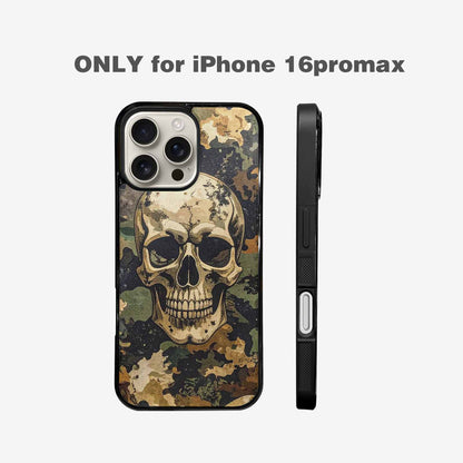 iPhone 16 Pro Max Case — Military Camo Texture Combined With Distressed, Custom Made Phone Cover