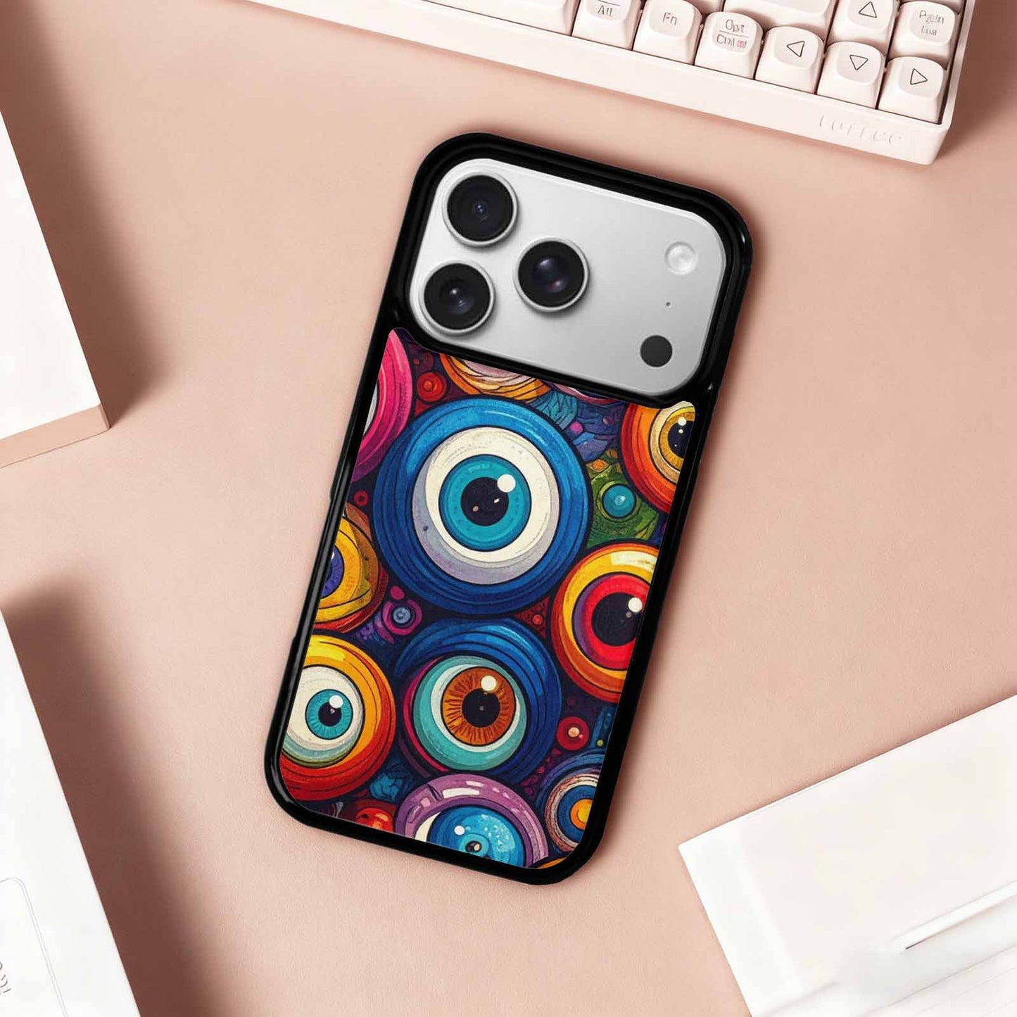 iPhone 17 Pro Case — Seamless Tileable Pattern Of Overlapping Cartoon, Custom Printed Phone Case