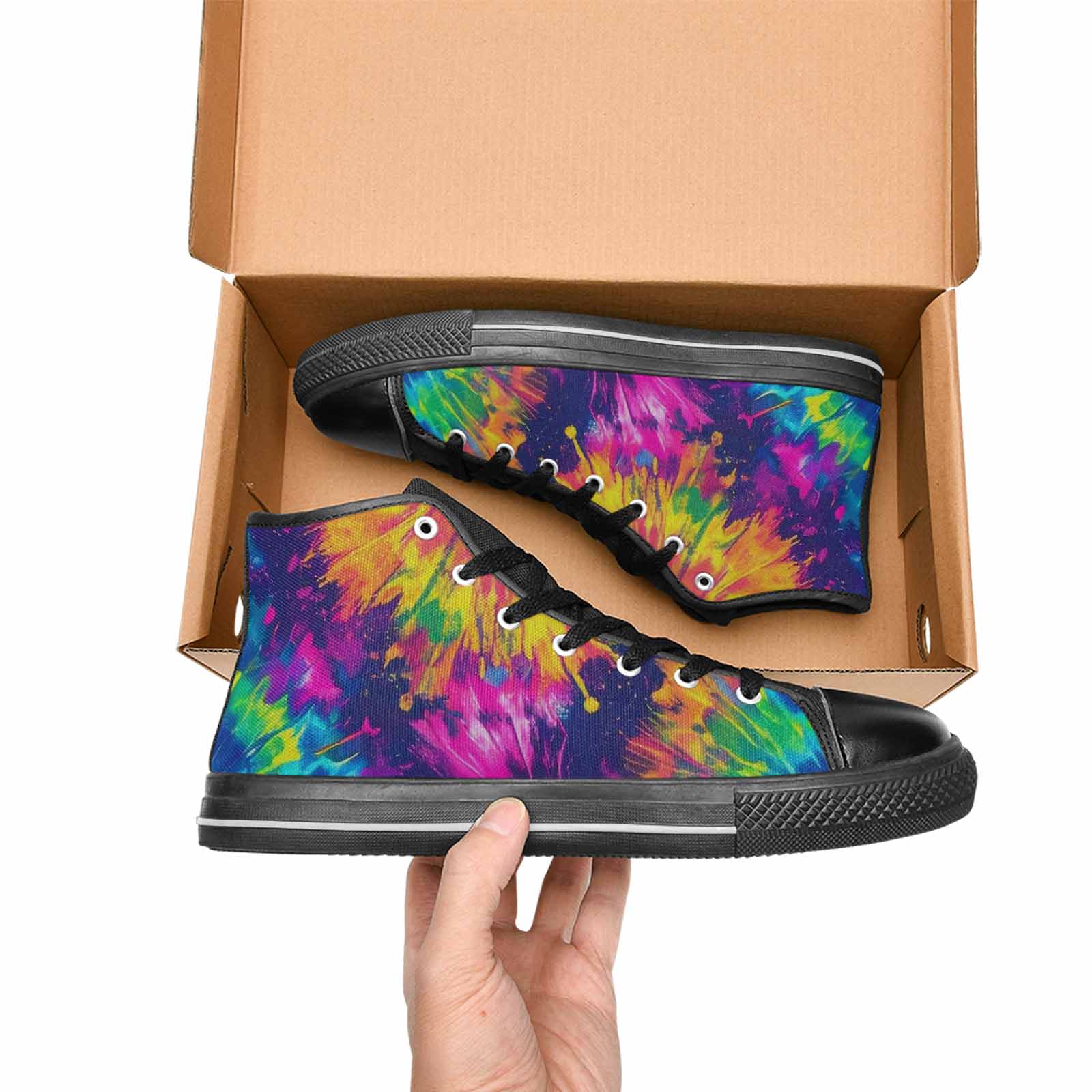 MEN'S Tie Dye - High Top Canvas Y2K Custom Shoes