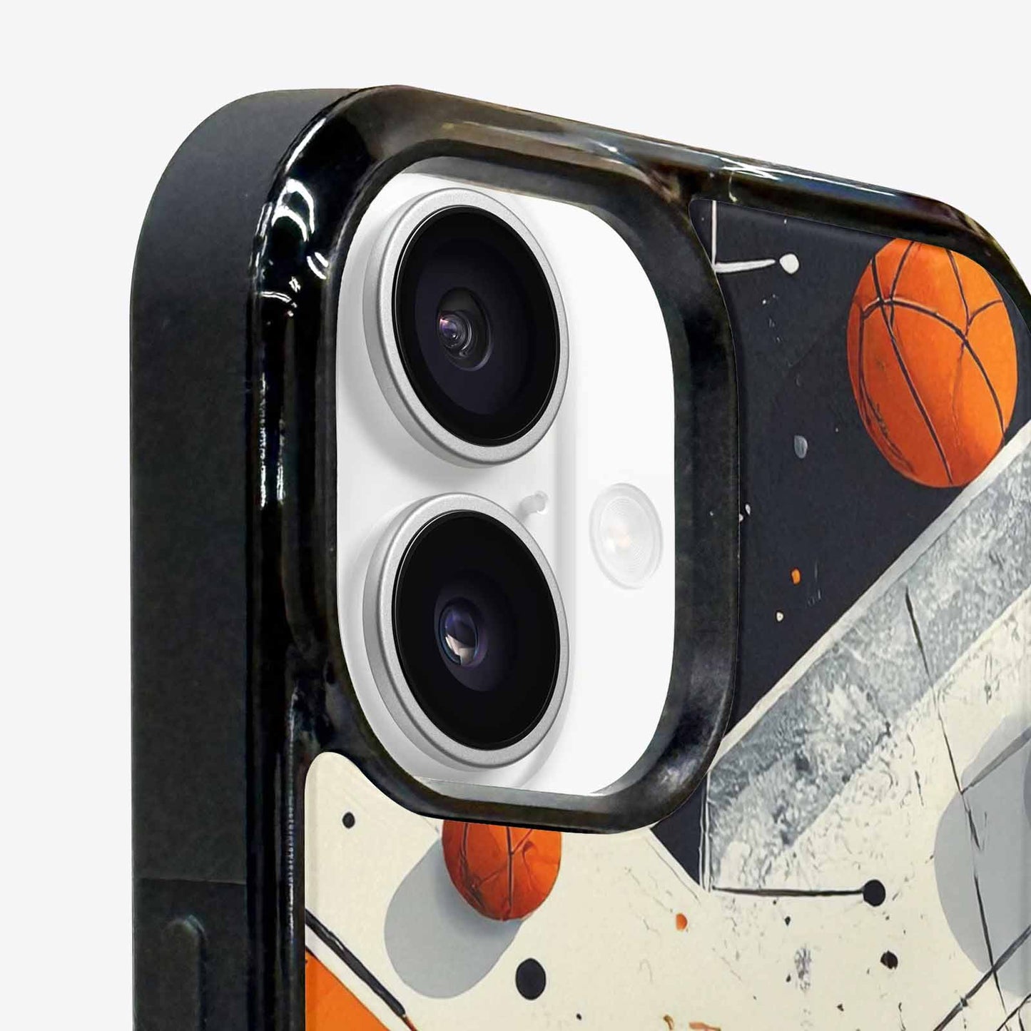 iPhone 16 Plus Case — Basketball Pattern Court Lines And Balls, Custom Art Phone Cover