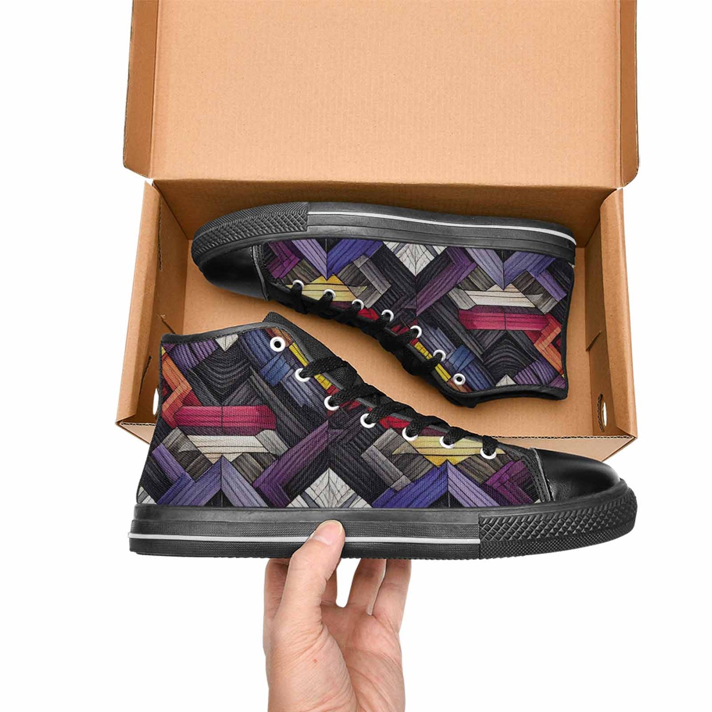 MEN'S Asexual Flag Color High Top Canvas Aesthetic Custom Shoes