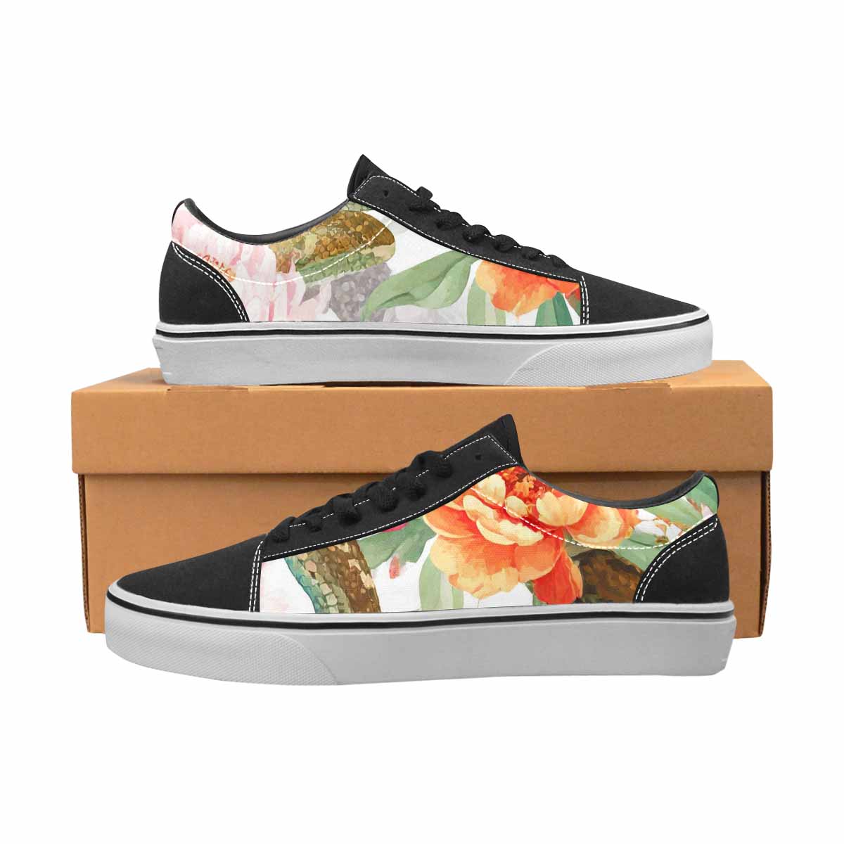 WOMEN'S Floral Snake Print Canvas Lace-Up Aesthetic Shoes