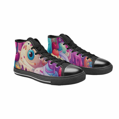 MEN'S Melting Icecream Monster Cherry High Top Canvas Dark Academia Custom Shoes