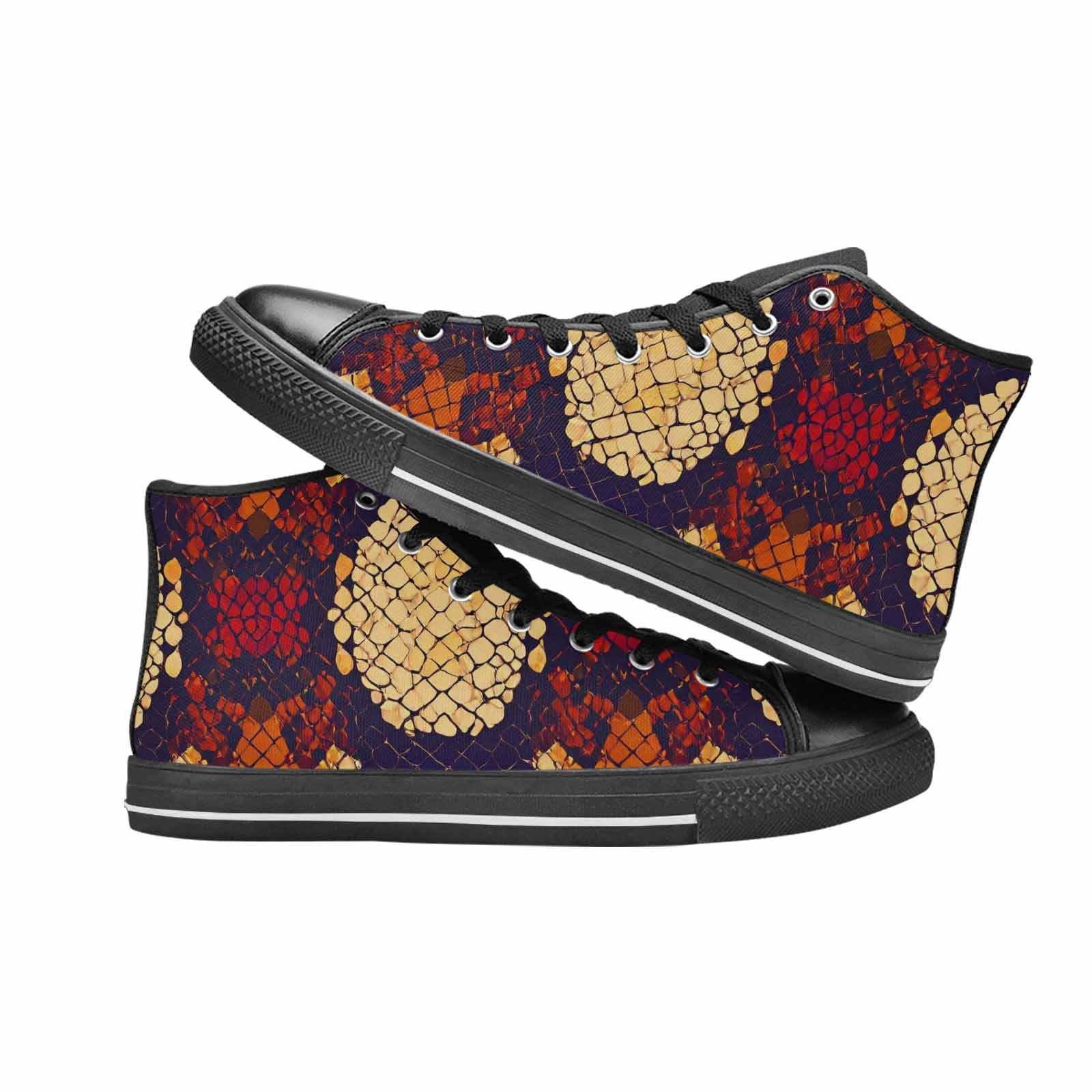 MEN'S Dark Snake Print High Top Canvas Surreal Sneakers