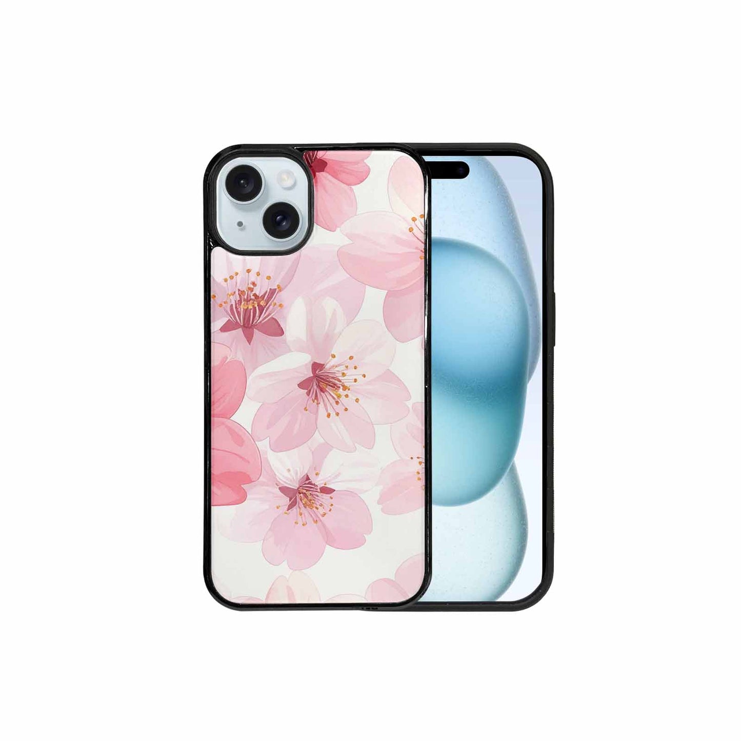 iPhone 15 Plus Case — Japanese Cherry Blossom Pattern Sakura Flowers, Custom Made Phone Cover