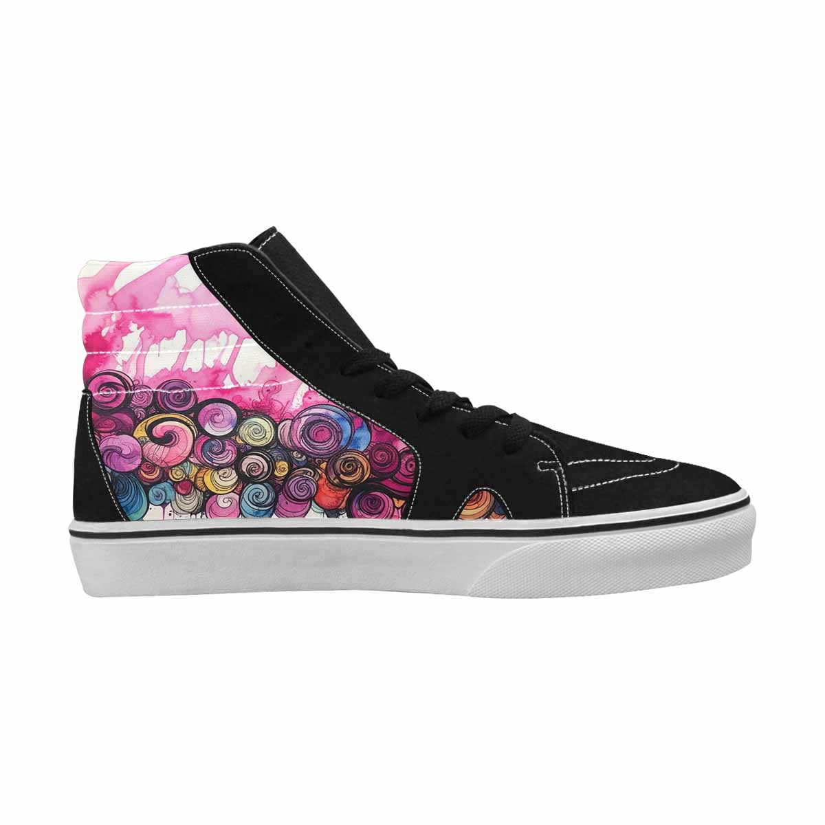 MEN'S Tie Dye Black & Pink Ink High Top Canvas Custom Fashion Dark Academia Limited Edition Sneakers