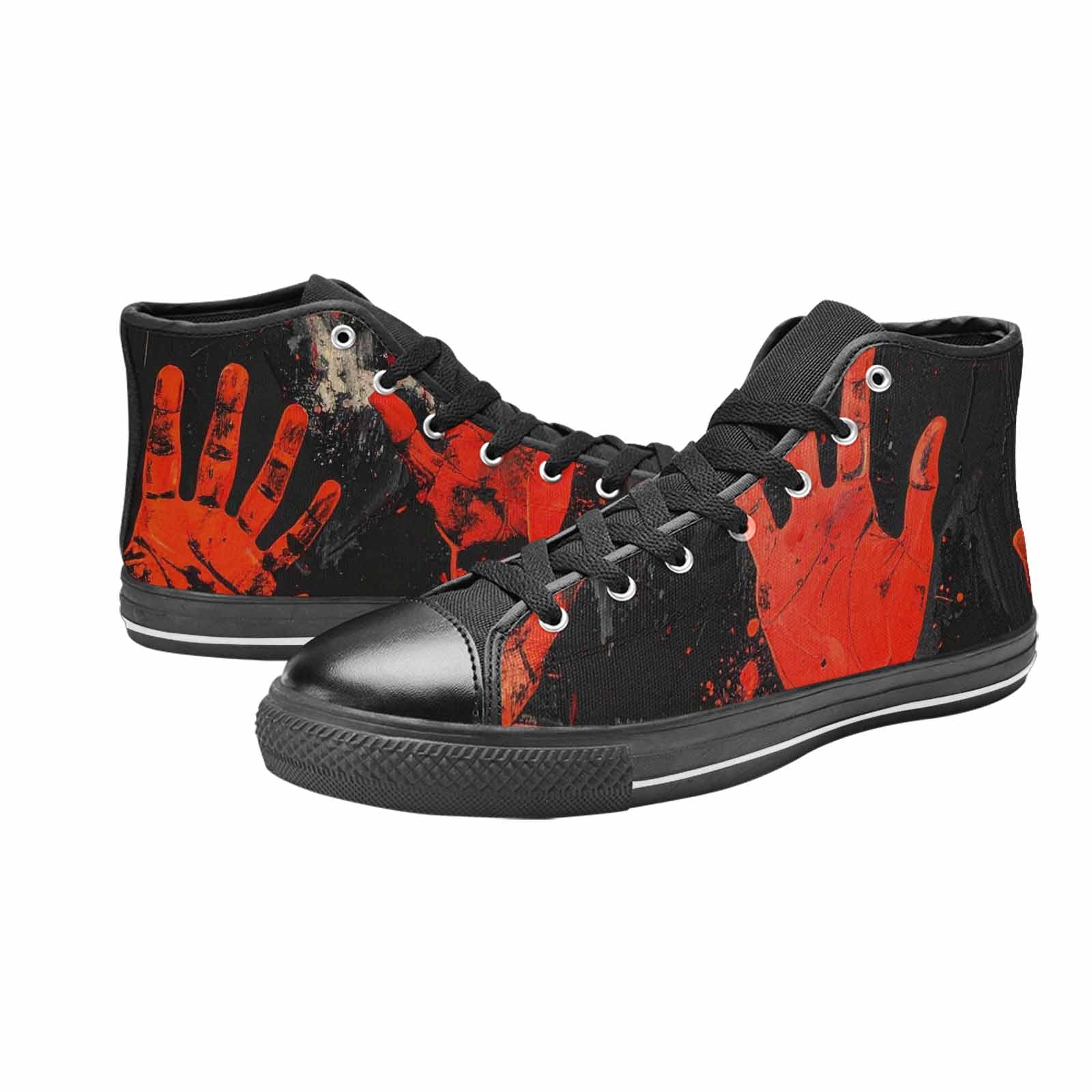 MEN'S Halloween Splatter Handprint High Top Canvas Vibrant Chaos Custom Sneakers