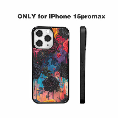 iPhone 15 Pro Max Case — Gothic Rose Gothic Roses Pattern Hundreds, Custom Phone Case