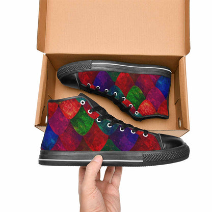 WOMEN'S Dark Snake Print High Top Canvas Neon Fantasy Custom Sneakers